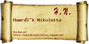 Hamrák Nikoletta névjegykártya
