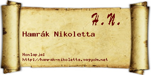 Hamrák Nikoletta névjegykártya